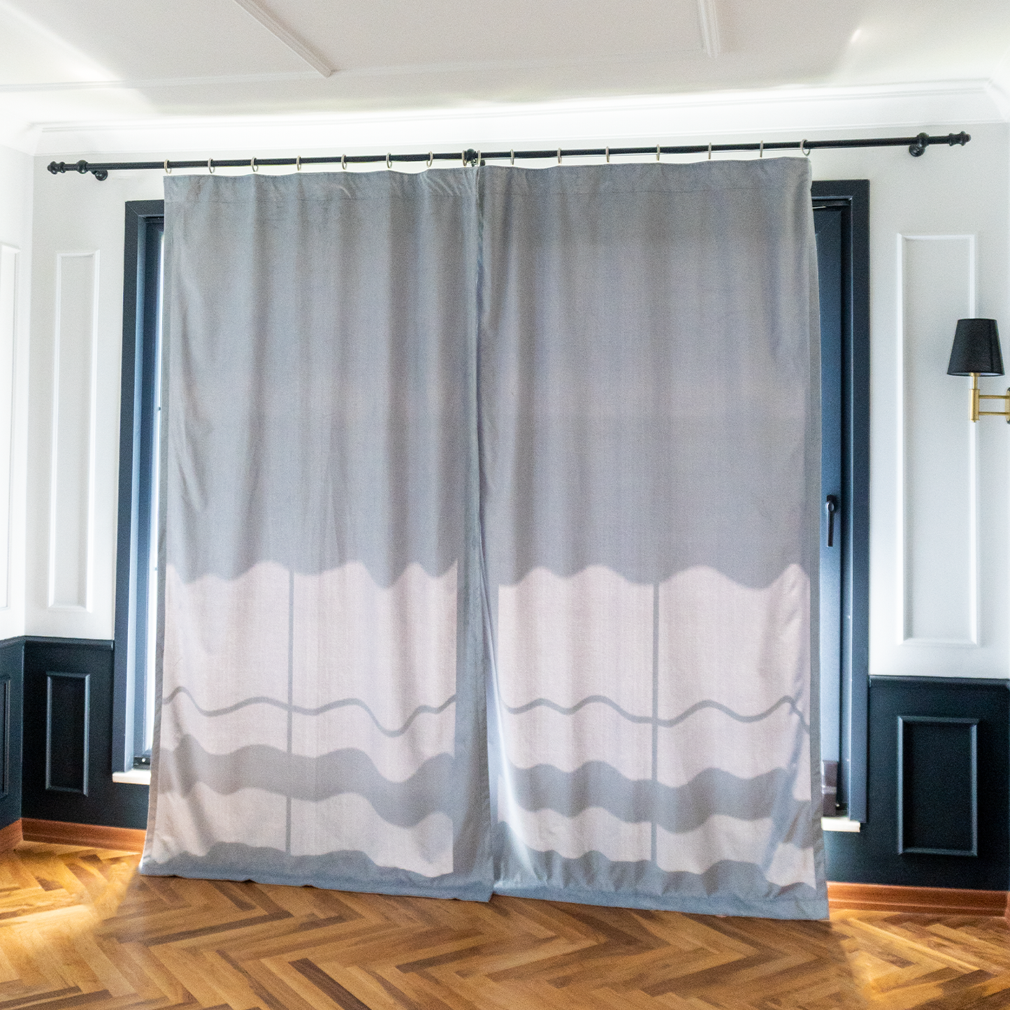 Premium Luster Velvet Curtains - Light Gray