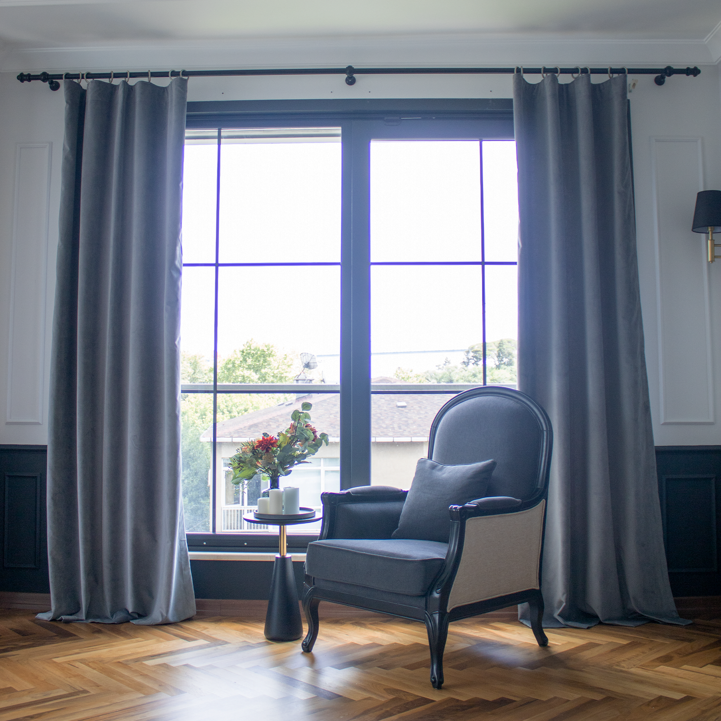 Premium Luster Velvet Curtains - Charcoal